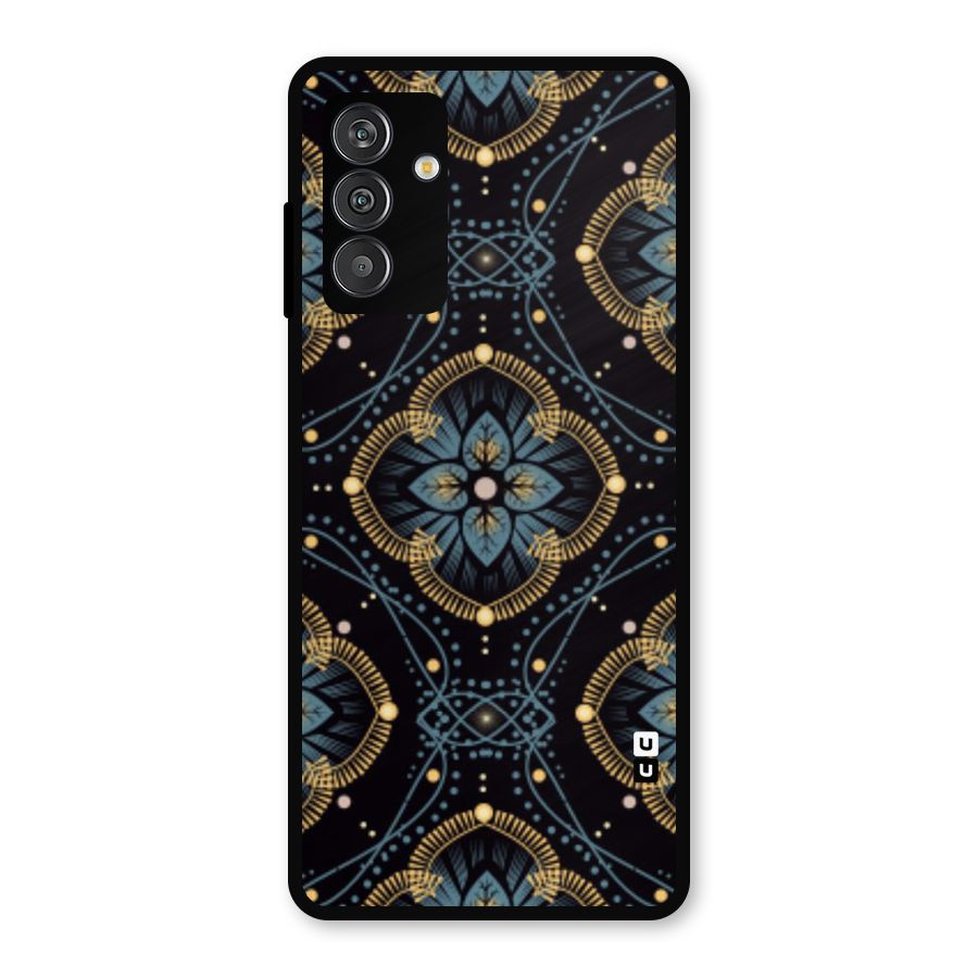Blue With Black Flower Metal Back Case for Galaxy M13
