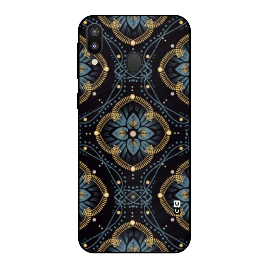 Blue With Black Flower Metal Back Case for Galaxy M20