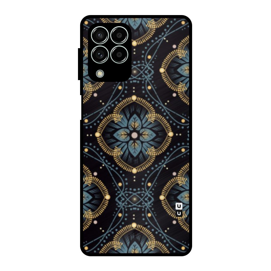 Blue With Black Flower Metal Back Case for Galaxy M33