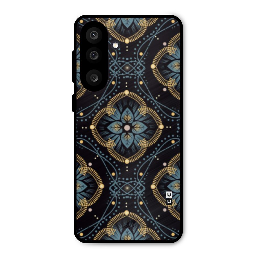 Blue With Black Flower Metal Back Case for Galaxy M56