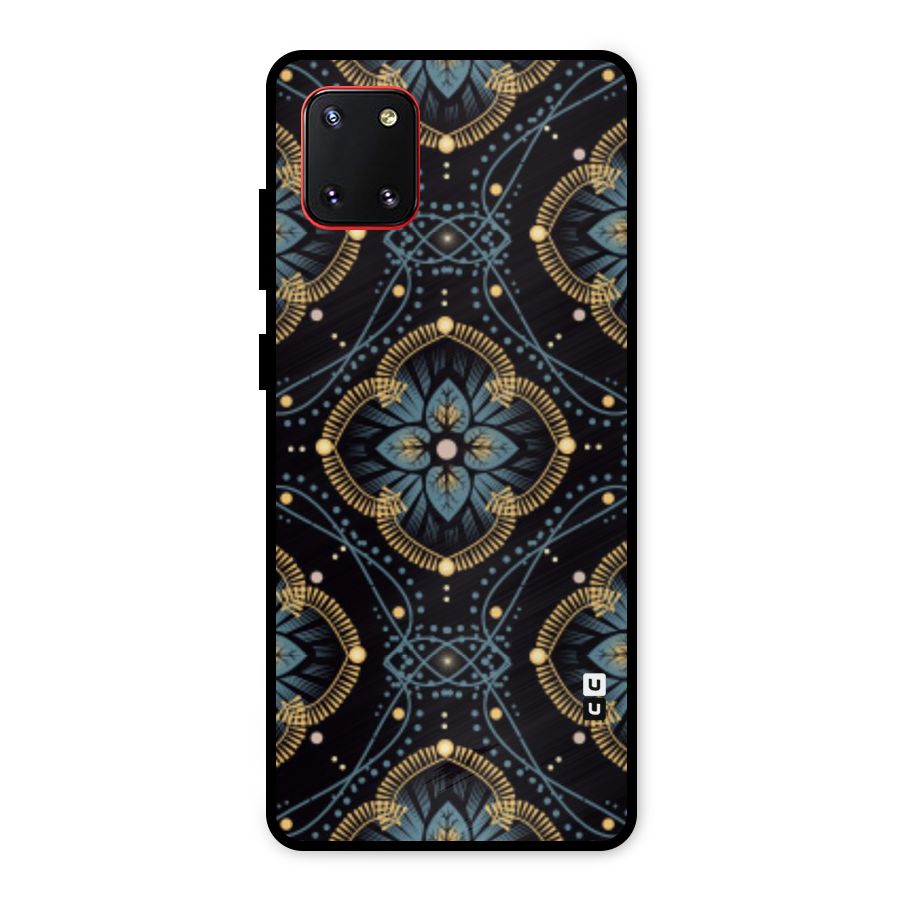 Blue With Black Flower Metal Back Case for Galaxy Note 10 Lite