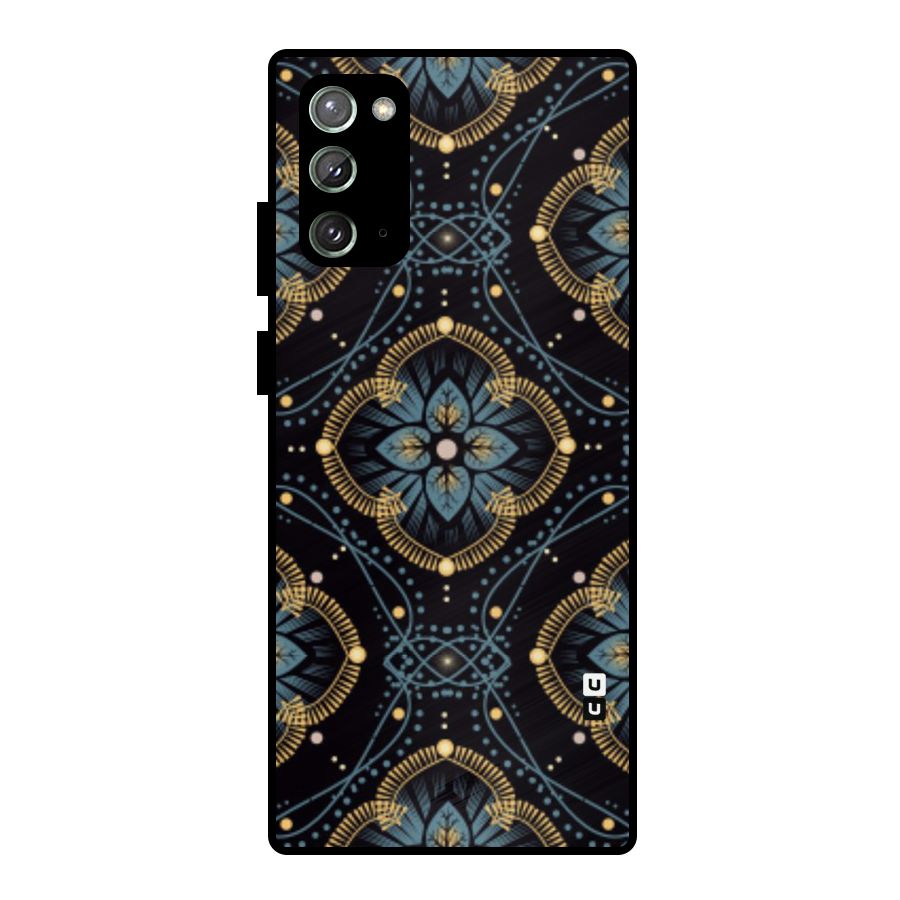 Blue With Black Flower Metal Back Case for Galaxy Note 20
