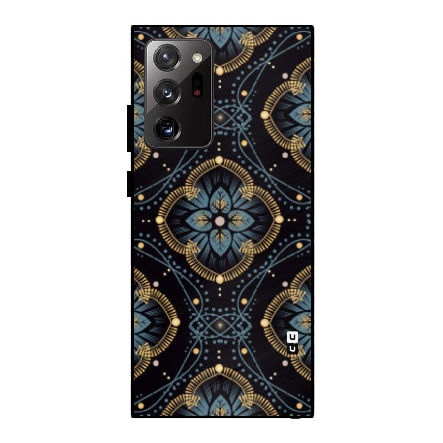 Blue With Black Flower Metal Back Case for Galaxy Note 20 Ultra