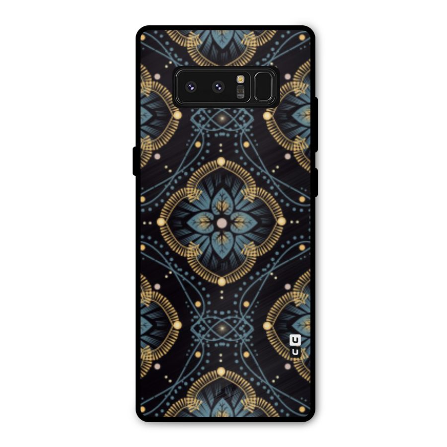 Blue With Black Flower Metal Back Case for Galaxy Note 8
