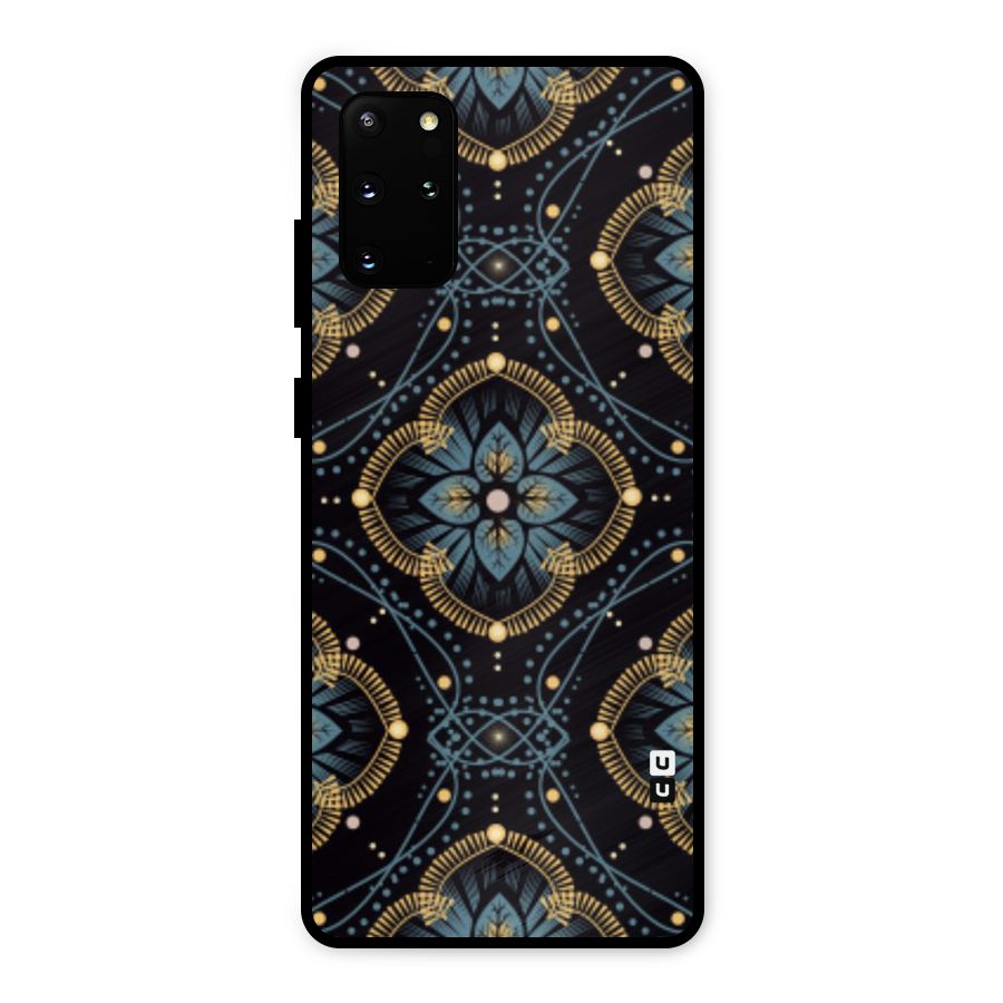 Blue With Black Flower Metal Back Case for Galaxy S20 Plus