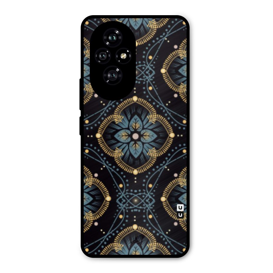 Blue With Black Flower Metal Back Case for Honor 200