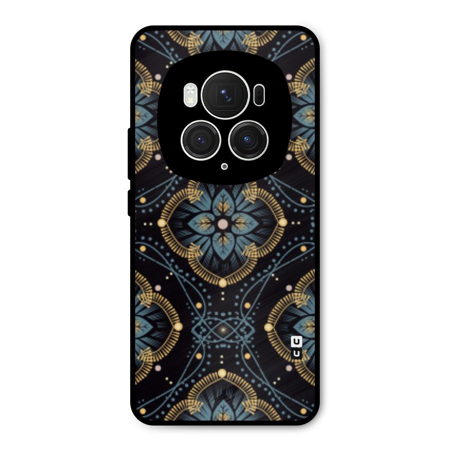 Blue With Black Flower Metal Back Case for Honor Magic6 Pro