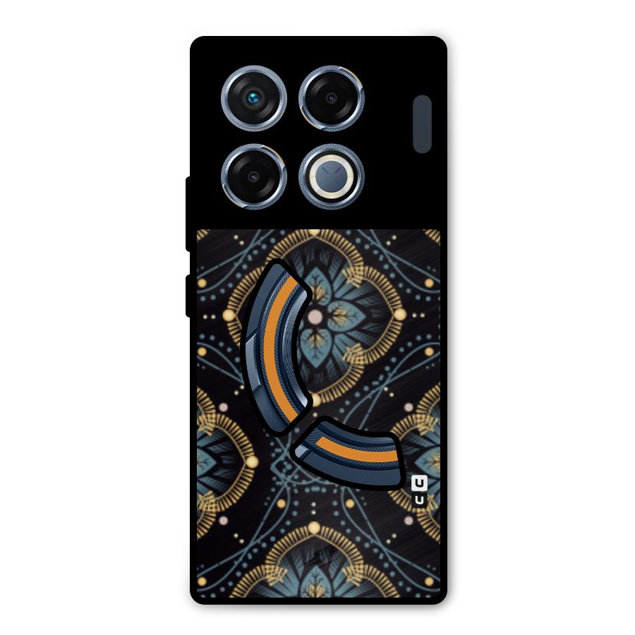 Blue With Black Flower Metal Back Case for Infinix GT 20 Pro