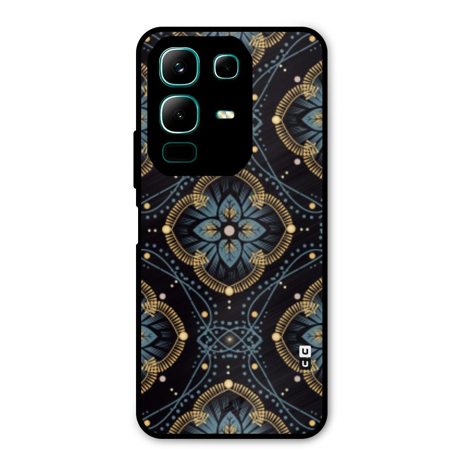 Blue With Black Flower Metal Back Case for Infinix Note 50x