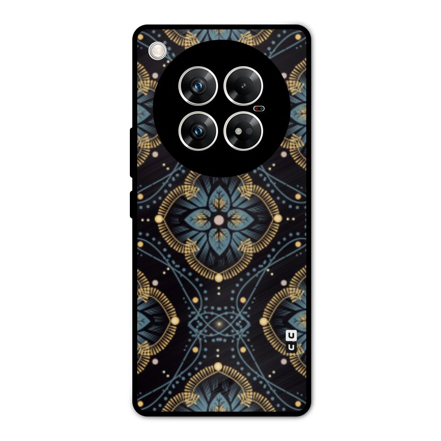 Blue With Black Flower Metal Back Case for Infinix Zero 40 5G
