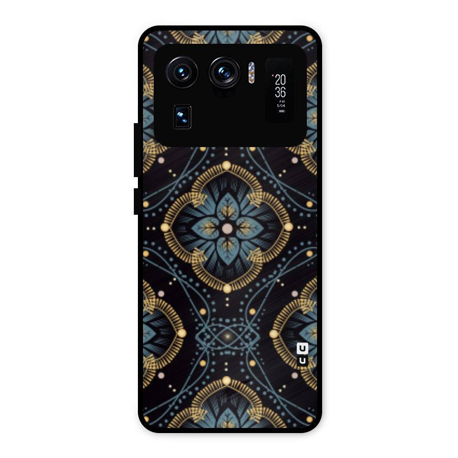 Blue With Black Flower Metal Back Case for Mi 11 Ultra