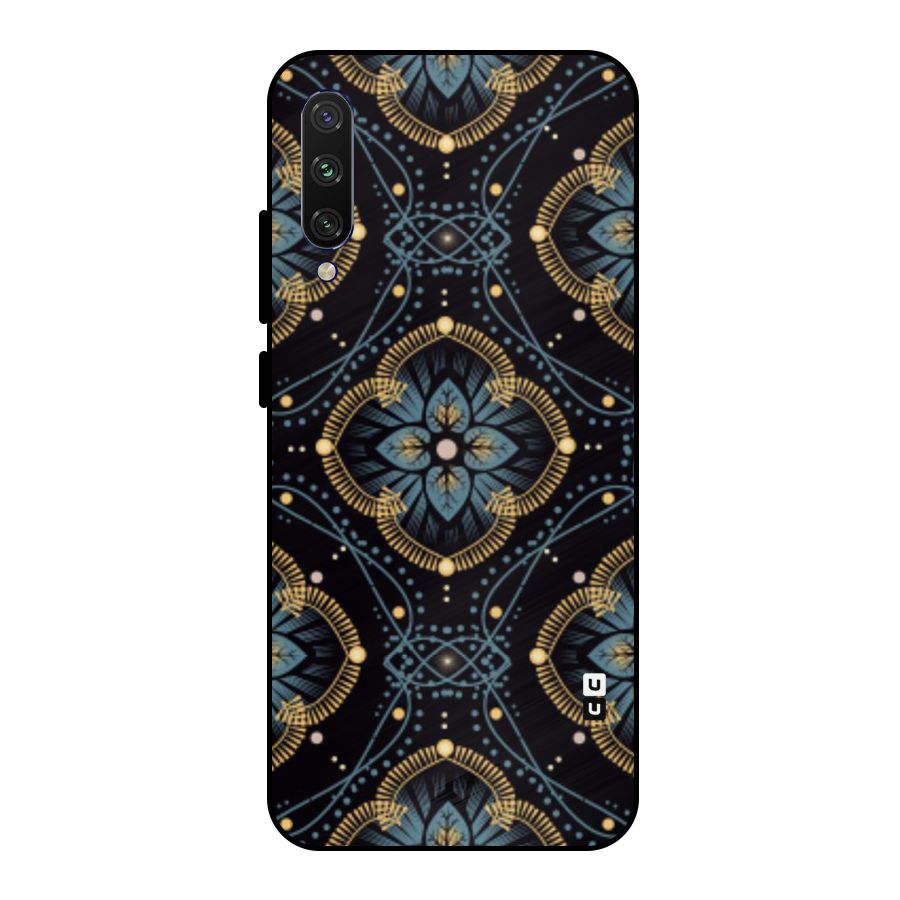 Blue With Black Flower Metal Back Case for Mi A3