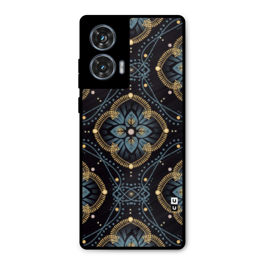 Blue With Black Flower Metal Back Case for Motorola G96
