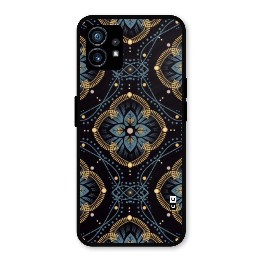 Blue With Black Flower Metal Back Case for Nothing Phone 1