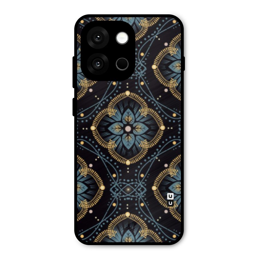 Blue With Black Flower Metal Back Case for OnePlus 13s