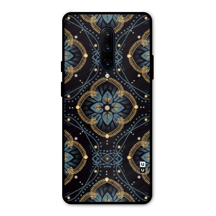 Blue With Black Flower Metal Back Case for OnePlus 7 Pro