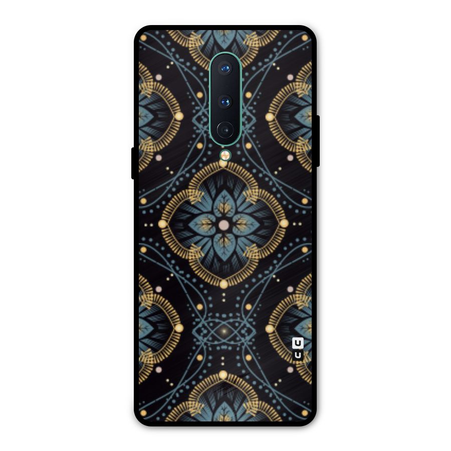 Blue With Black Flower Metal Back Case for OnePlus 8