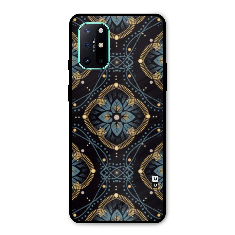 Blue With Black Flower Metal Back Case for OnePlus 8T