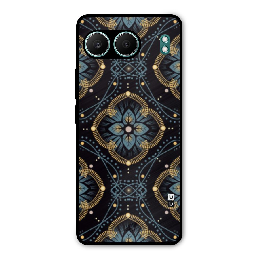 Blue With Black Flower Metal Back Case for OnePlus Nord 4