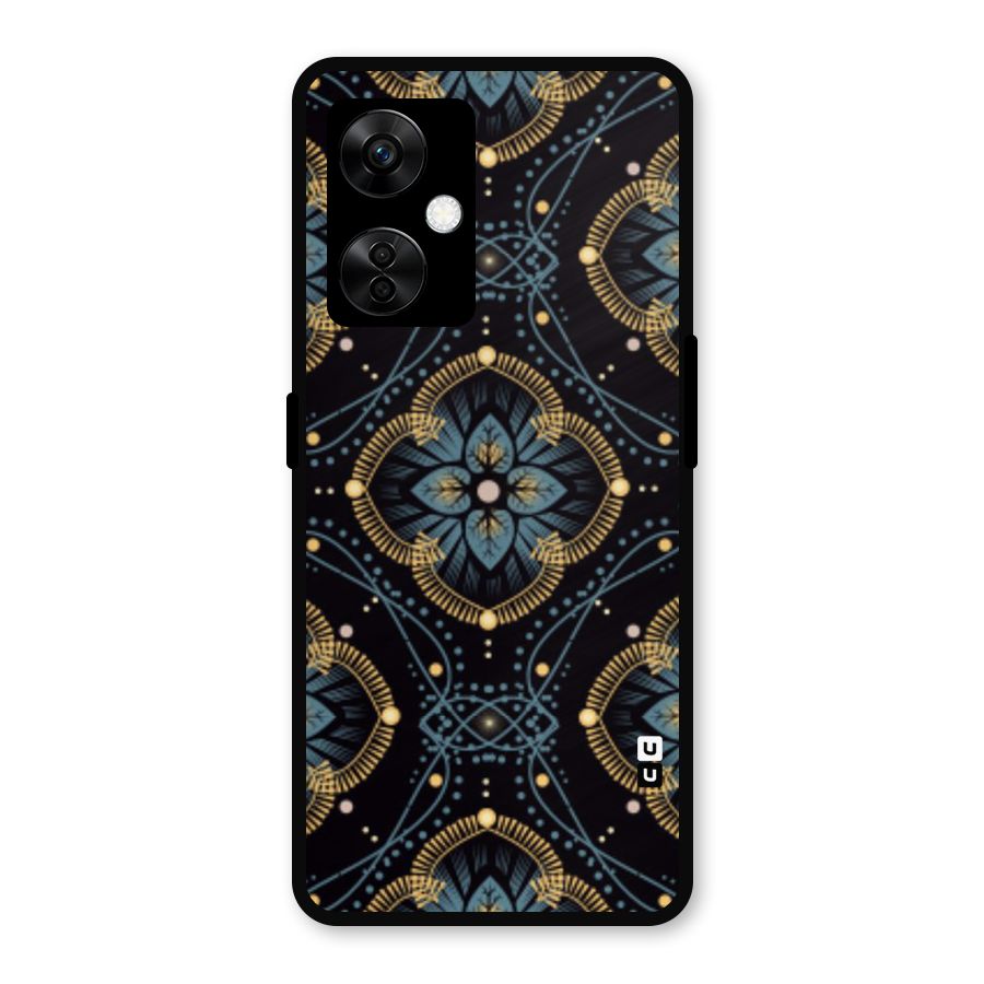 Blue With Black Flower Metal Back Case for OnePlus Nord CE 3 Lite