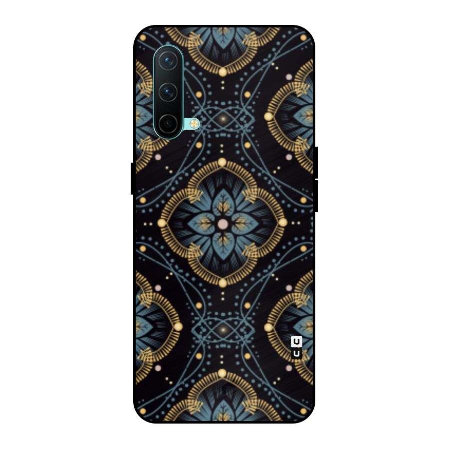 Blue With Black Flower Metal Back Case for OnePlus Nord CE 5G