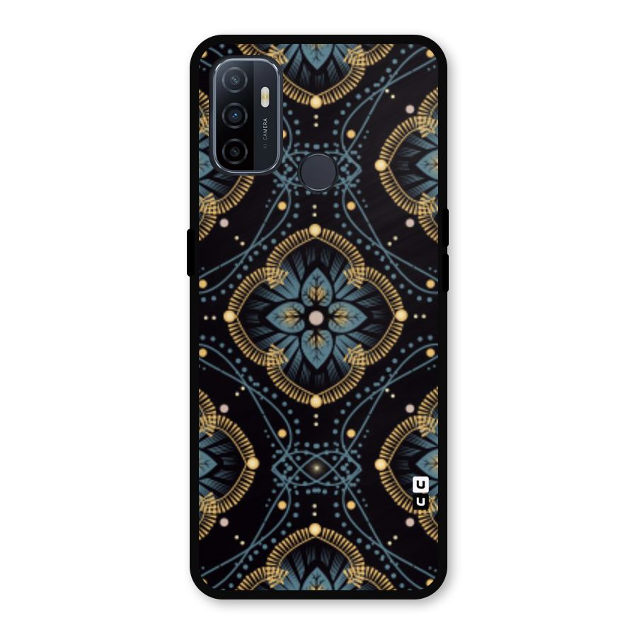 Blue With Black Flower Metal Back Case for Oppo A53