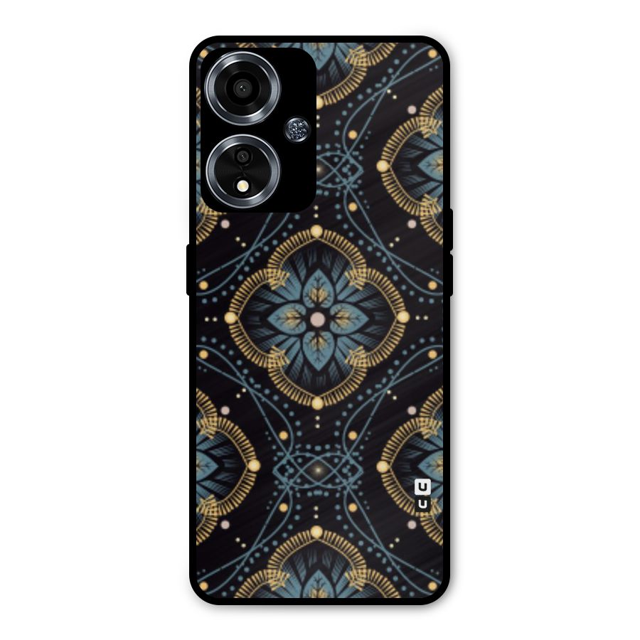 Blue With Black Flower Metal Back Case for Oppo A59