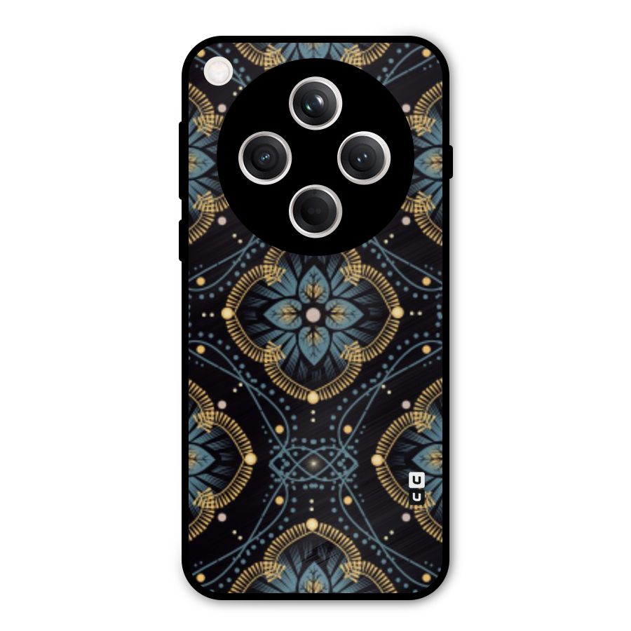 Blue With Black Flower Metal Back Case for Oppo Find X8