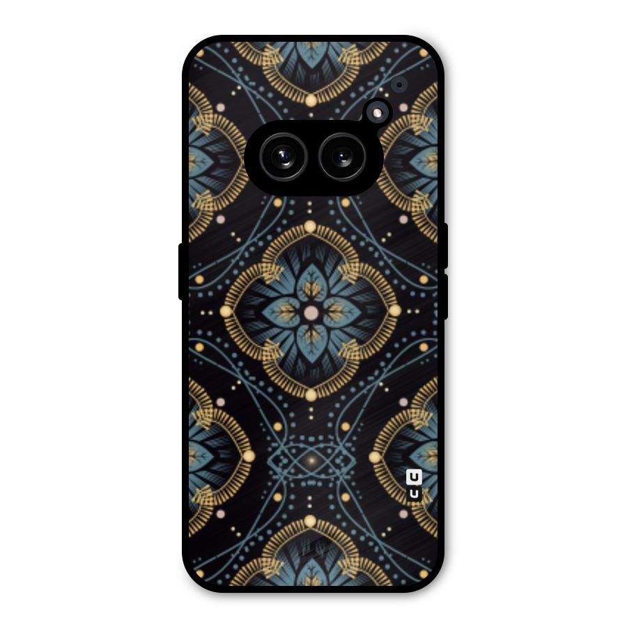 Blue With Black Flower Metal Back Case for Nothing Phone 2a