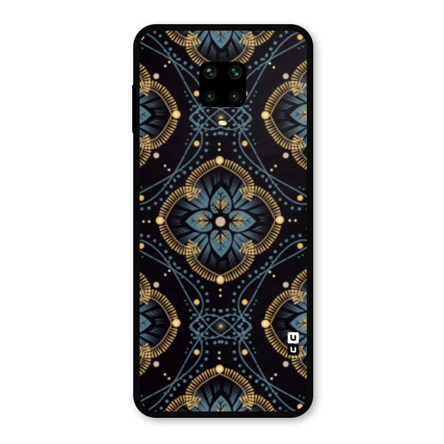 Blue With Black Flower Metal Back Case for Poco M2