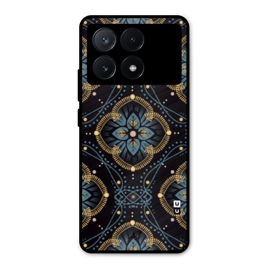 Blue With Black Flower Metal Back Case for Poco X6 Pro
