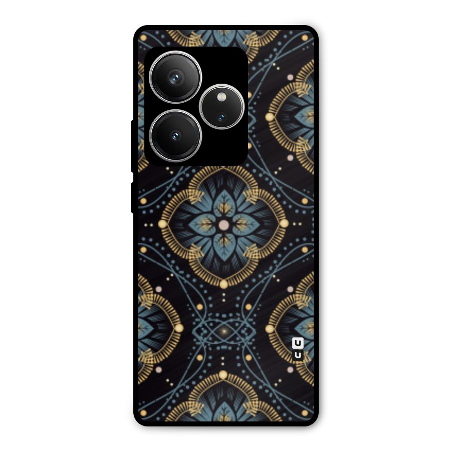 Blue With Black Flower Metal Back Case for Realme GT 6