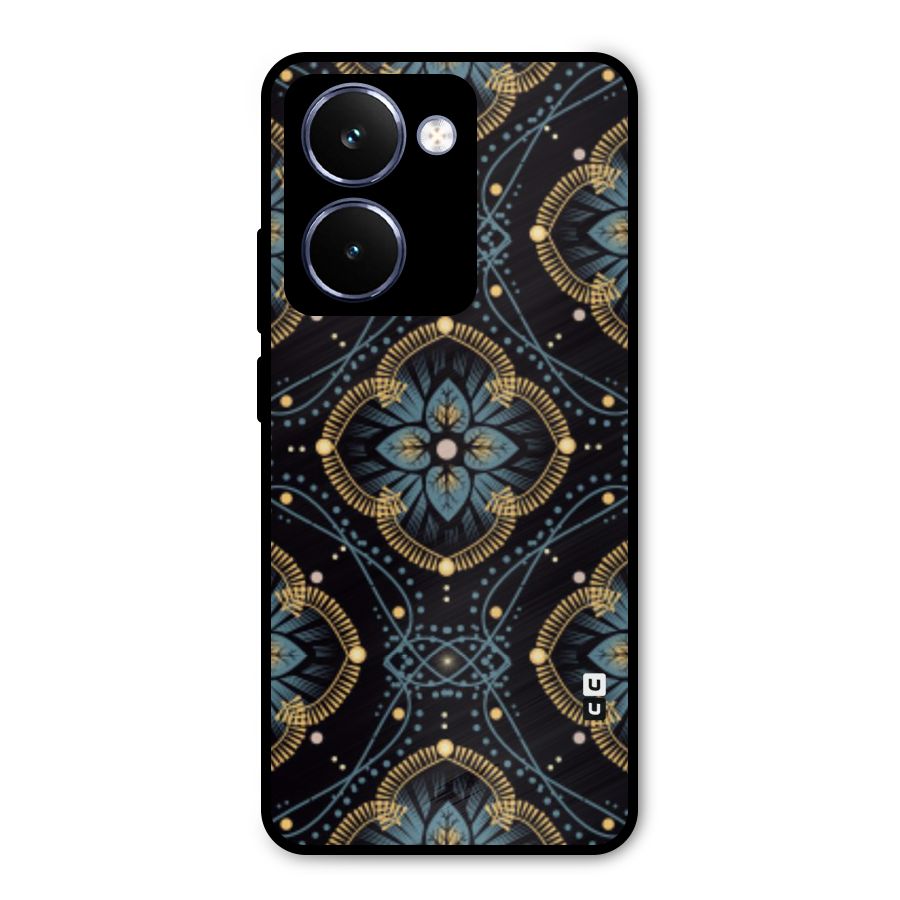 Blue With Black Flower Metal Back Case for Realme P3 Ultra