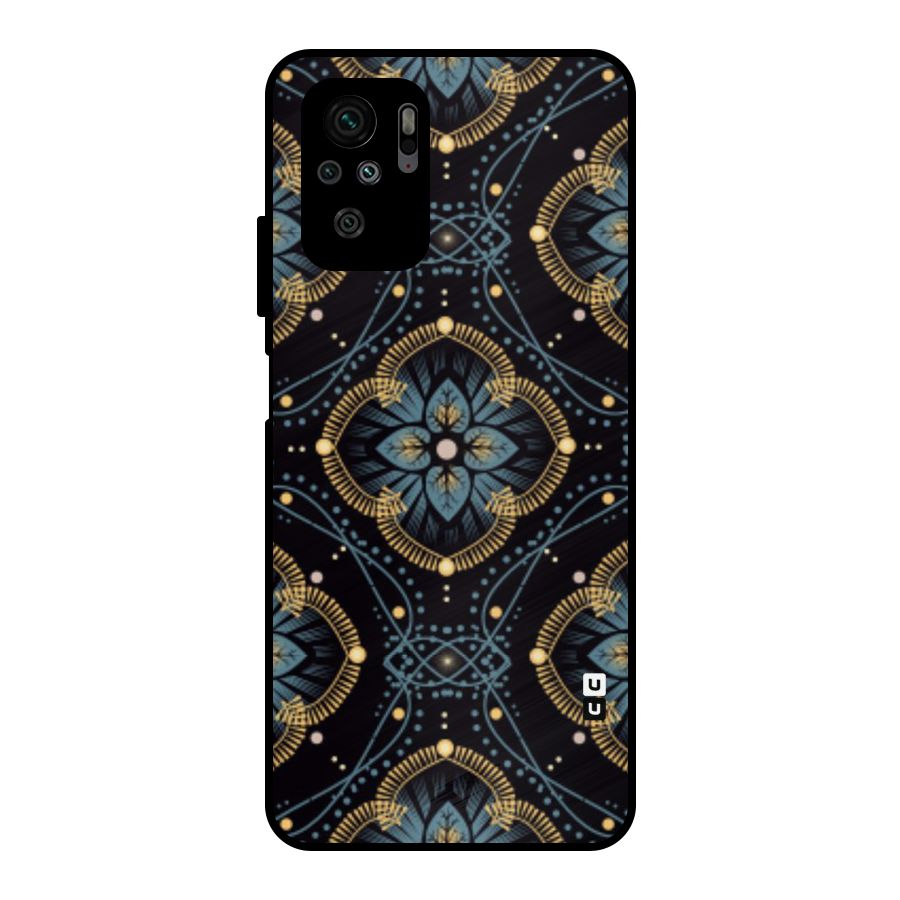 Blue With Black Flower Metal Back Case for Redmi Note 10S