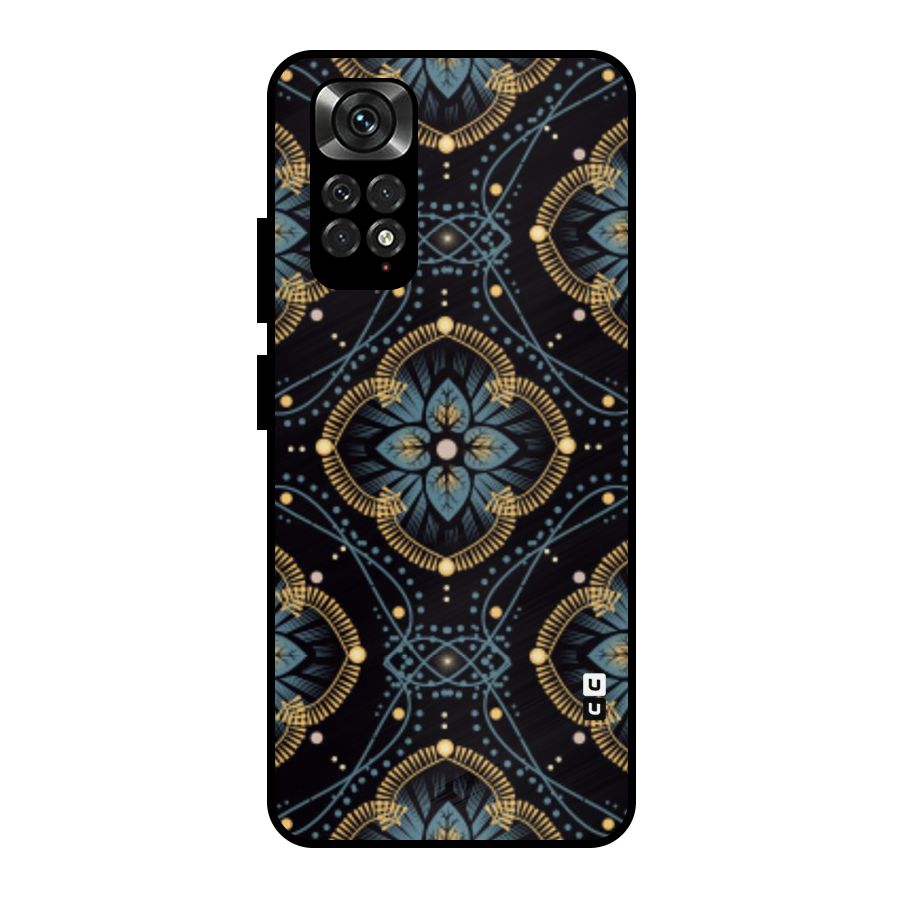 Blue With Black Flower Metal Back Case for Redmi Note 11 Pro Plus 5G