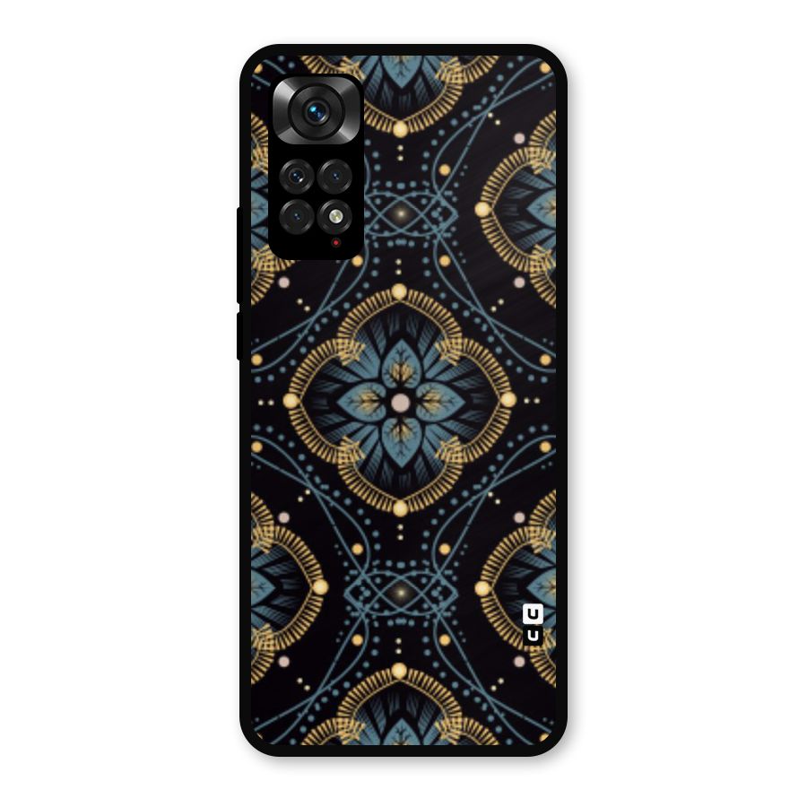Blue With Black Flower Metal Back Case for Redmi Note 11s