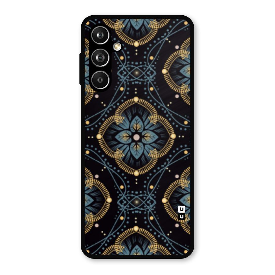 Blue With Black Flower Metal Back Case for Samsung Galaxy M54