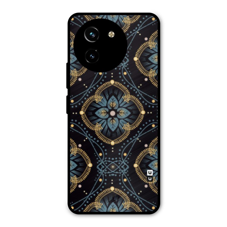 Blue With Black Flower Metal Back Case for Vivo T3x