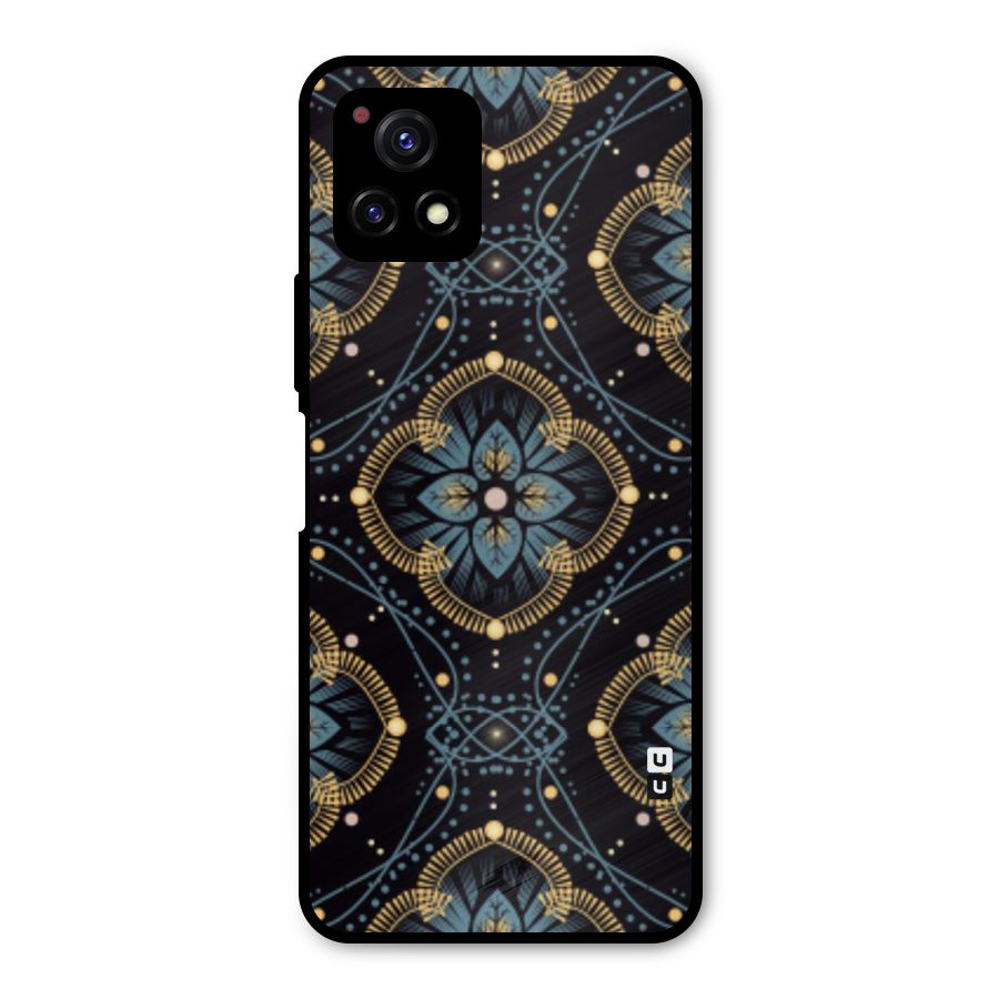 Blue With Black Flower Metal Back Case for Vivo Y72 5G
