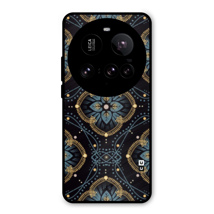 Blue With Black Flower Metal Back Case for Xiaomi 15 Ultra