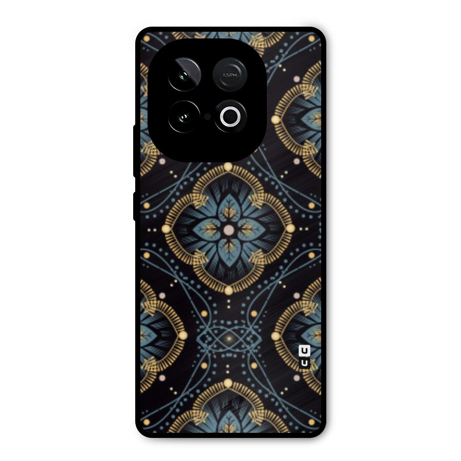 Blue With Black Flower Metal Back Case for iQOO Neo 10