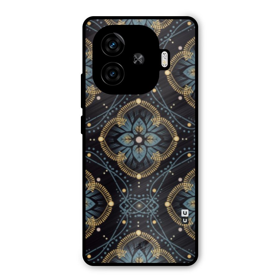 Blue With Black Flower Metal Back Case for iQOO Neo 10R