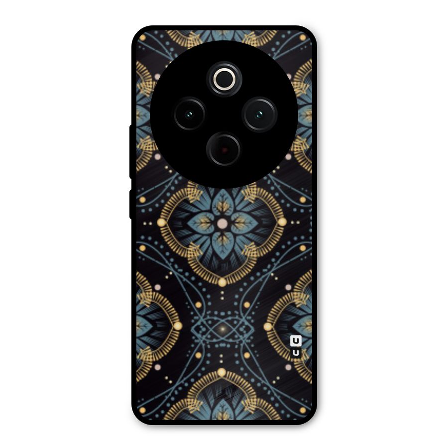 Blue With Black Flower Metal Back Case for iQOO Z10
