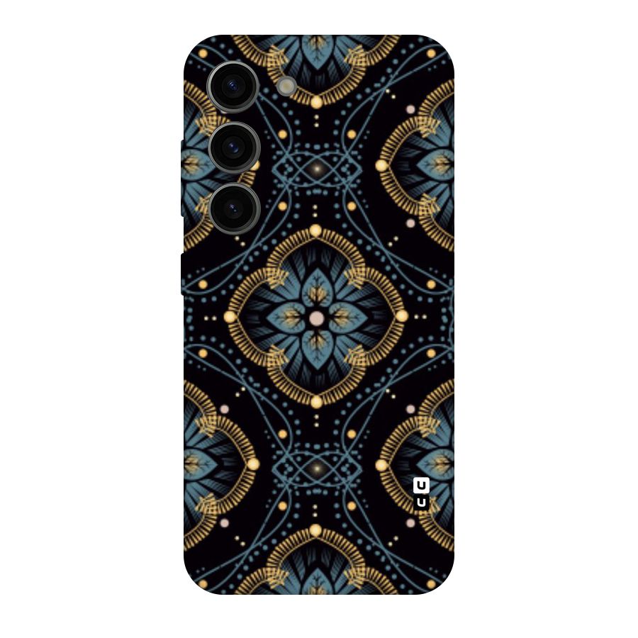 Blue With Black Flower Original Polycarbonate Back Case for Galaxy S23