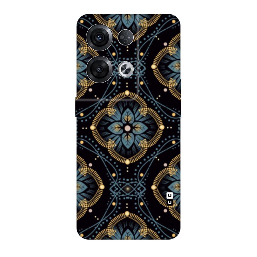 Blue With Black Flower Original Polycarbonate Back Case for Oppo Reno8 Pro 5G