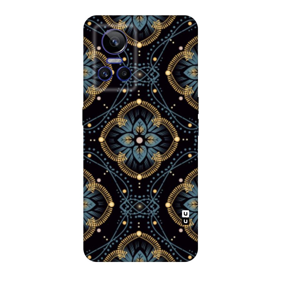 Blue With Black Flower Original Polycarbonate Back Case for Realme GT Neo 3