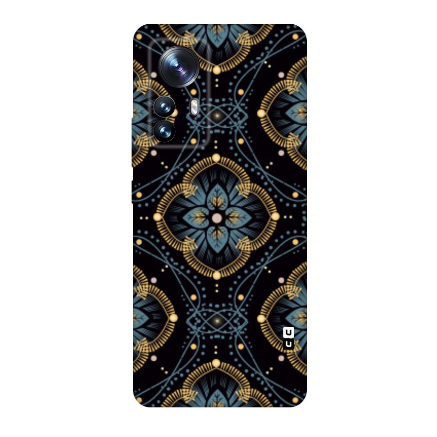 Blue With Black Flower Original Polycarbonate Back Case for Xiaomi 12 Pro