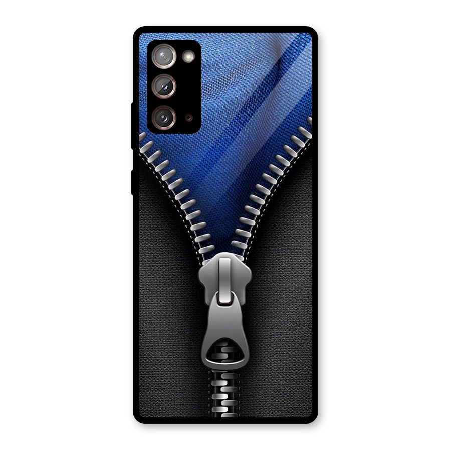 Blue Zipper Glass Back Case for Galaxy Note 20