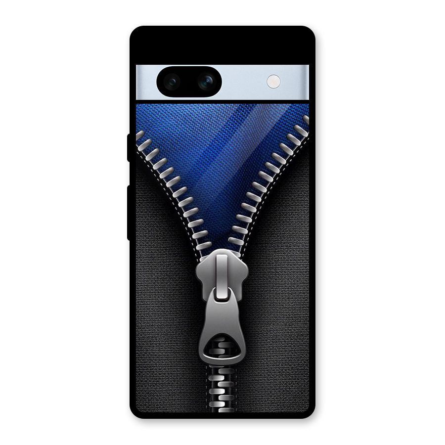 Blue Zipper Glass Back Case for Google Pixel 7a