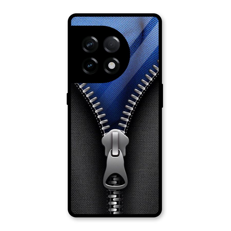 Blue Zipper Glass Back Case for OnePlus 11R